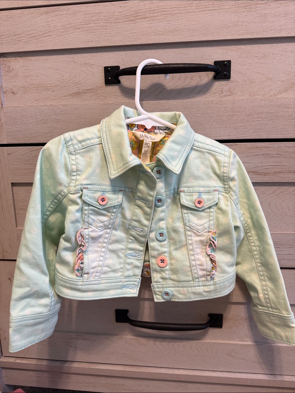 Matilda Jane Girls Mint Green Denim Half Jacket with Decorative Buttons